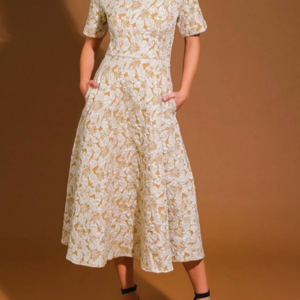 406. Textured Woven Fall Midi Dress - Picture 3 of 3